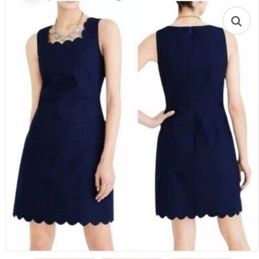J.crew basketweave scallop hem navy dress size 6
